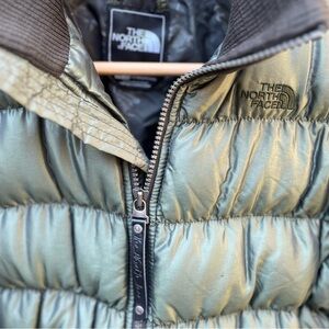 North Face puffer jacket olive